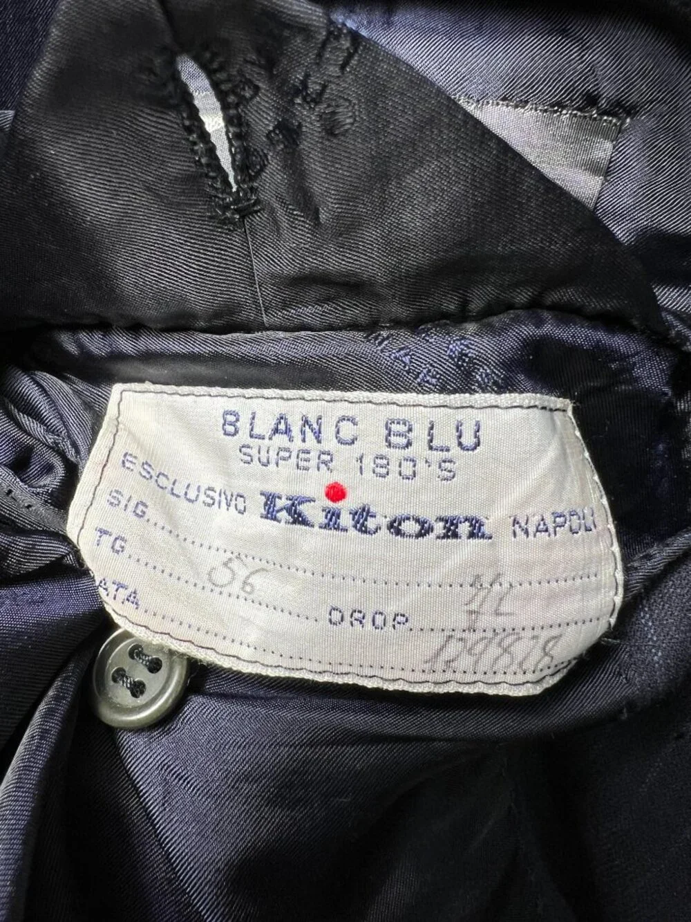 KITON Blanc Blu Super 180’s Wool-Elite 14-micron Navy Pin Stripe Blazer 46US